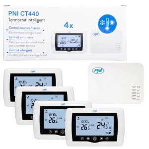 Smart thermostat PNI CT440 wireless, with WiFi, control 4 zones via the Internet, for heating plants, pumps, electrov