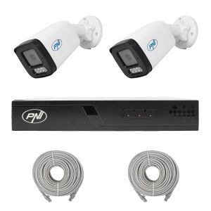 NVR POE PNI House IP710J video surveillance package, 2 PNI IP505J cameras, 5MP and cables included