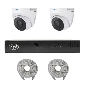 NVR POE PNI House IP710J video surveillance package, 2 PNI IP505J cameras, 5MP and cables included