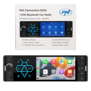 Car MP5 player PNI Clementine 9550 1DIN display 4 inch 50Wx4, Bluetooth, FM radio, Carplay, RDS function