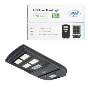 PNI SL210 6.5W street lighting lamp, with built-in 10W solar panel, 6500K, 1000lm, 2 x built-in 10Ah battery,