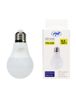 PNI A60 LED bulb, 8.5W, 806lm, 6500W, E27 socket