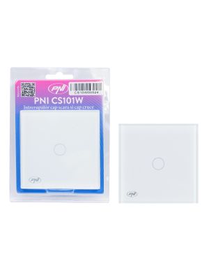 Simple ladder switch and cross switch with touch PNI CS101W made of glass, white with LED indicator, 800W