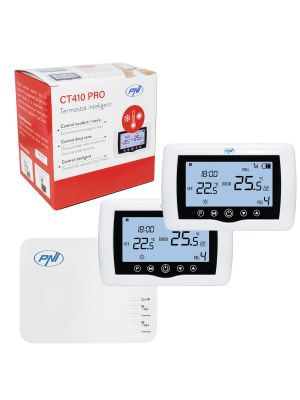 Smart thermostat PNI CT410 PRO wireless, with WiFi, control 2 zones via the Internet, for heating plants, pumps, electricity