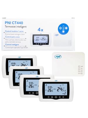 Smart thermostat PNI CT440 wireless, with WiFi, control 4 zones via the Internet, for heating plants, pumps, electrov