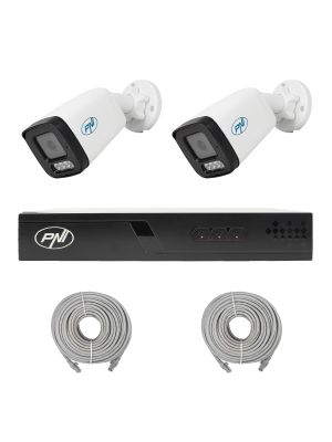 NVR POE PNI House IP710J video surveillance package, 2 PNI IP505J cameras, 5MP and cables included