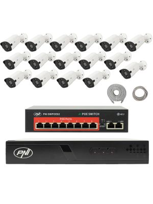 Video surveillance package with 16 cameras, switch and cables