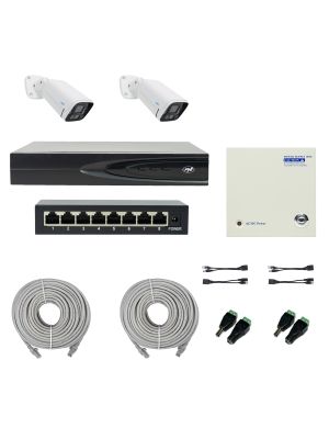 PNI House IP816 NVR package with 2 PNI IP780 4K cameras, source, switch, cables, plugs and splitters