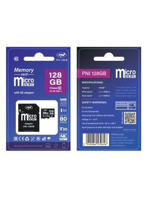 MicroSD PNI 128GB memory card with adapter