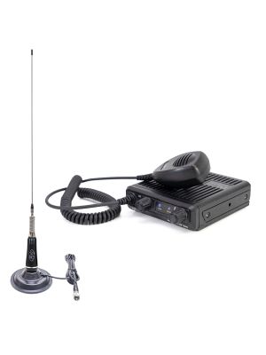 Single channel car radio with CB antenna