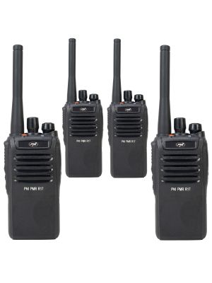 Kit of 4 portable radio stations PNI PMR R17 446MHz, 0.5W, 16 PMR channels and 50 CTCSS and 104 DCS tones, programmable, Li-Ion