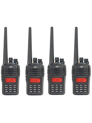 Kit of 4 portable radio stations PNI PMR R18, 446MHz, 0.5W, 128 channels, 16 PMR and 50 CTCSS and 104 DCS tones, FM radio, prog