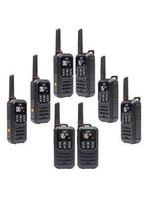 Kit of 8 portable radio stations PNI PMR R80 PRO 0.5W, 16 channels, Waterproof IP67, with LED flashlight, SOS button, VOX, USB-C