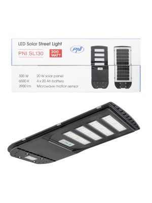 PNI SL130 20W street lighting lamp, with built-in solar panel 20W, 6500K, 2900lm, 4 x built-in 20Ah battery, s