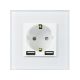 PNI WP103 simple built-in socket with glass frame and 2 USB ports